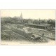 carte postale ancienne 60 SAINT-JUST-EN-CHAUSSEE. La Gare avec Train et Locomotive