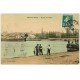 carte postale ancienne 60 VERBERIE. Péniche Bords de l'Oise 1908. Superbe Carte toilée