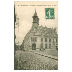 carte postale ancienne 61 ALENCON. Hôtel des Postes rue du Jeudi 1915