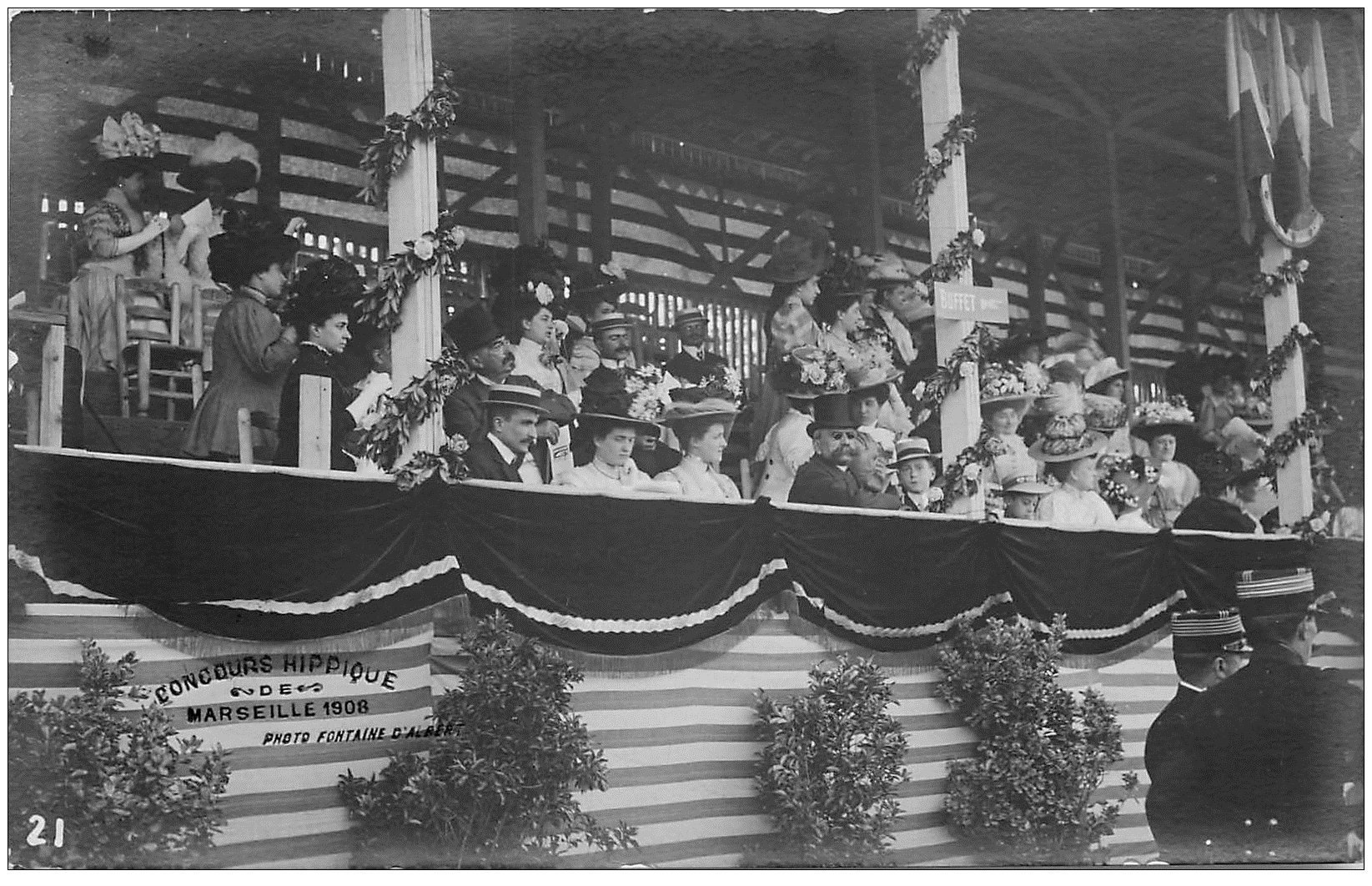 13 MARSEILLE. Concours Hippique 1908. La Tribune. Photo Fontaine d'Albert