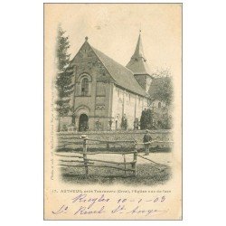 carte postale ancienne 61 AUTHEUIL. L'Eglise et Cimetière 1903 animation
