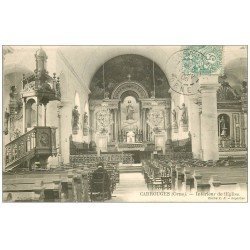 carte postale ancienne 61 CARROUGES. Intérieur Eglise 1906 femme assise