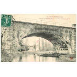 carte postale ancienne 61 CONDE-SUR-HUISNE. Pont du Chemin de Fer 1910