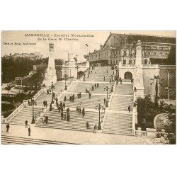 carte postale ancienne 13 MARSEILLE. Escalier Gare Saint-Charles 1928