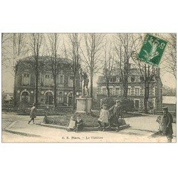 carte postale ancienne 61 FLERS. Le Théâtre 1908 belle animation