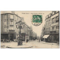 carte postale ancienne 61 FLERS. Place Centrale et Grande Rue 1915