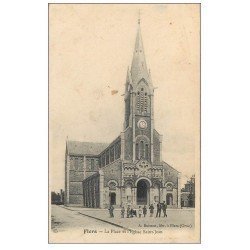 carte postale ancienne 61 FLERS. Place et Eglise Saint-Jean 1908