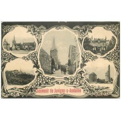 carte postale ancienne 61 JUVIGNY-SOUS-ANDAINE. La Place et autres vers 1910