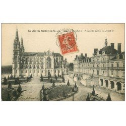 carte postale ancienne 61 LA CHAPELLE-MONTLIGEON. Eglise et direction 1923
