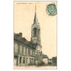 carte postale ancienne 61 LA FERTE-FRESNEL. L'Eglise 1907 et Sicot Tailleur avec Gendarmes