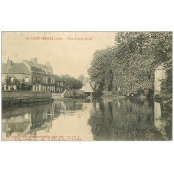 carte postale ancienne 61 LA FERTE-FRESNEL. Pièce d'eau et Lavoir 1908