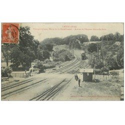 carte postale ancienne 61 LAIGLE et L'AIGLE. Passage à niveau Route Ferté-Fresnel. Express Granville-Paris 1907
