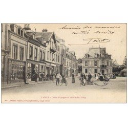 carte postale ancienne 61 LAIGLE L'AIGLE. Caisse Epargne Place Bois-Landry 1904 et à la Belle Jardinière