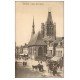 carte postale ancienne 61 LAIGLE L'AIGLE. Nombreux Attelages Eglise Saint-Martin