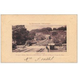 carte postale ancienne 61 LAIGLE L'AIGLE. Train Passage à niveau Route Ferté-Fresnel 1916
