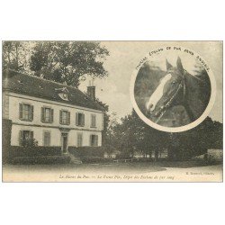 carte postale ancienne 61 LE HARAS DU PIN. 2 Cpa. Dépot Etalons Fourire Pur sang Anglais et Cour Colbert