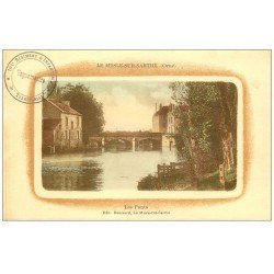 carte postale ancienne 61 LE MESLE-SUR-SARTHE. Les Ponts 1916 Tampon Militaire
