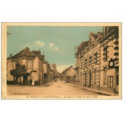carte postale ancienne 61 LE MESLE-SUR-SARTHE. Mairie et Ecole de Filles