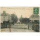 carte postale ancienne 61 MORTAGNE. Passage à niveau et les Hôtels Avenue de la Gare 1911