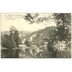 carte postale ancienne 61 PONT D'OUILLY. Côteaux Saint-Christophe et Pêcheurs à la ligne