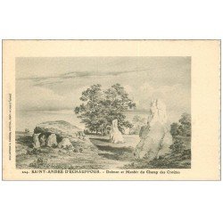 carte postale ancienne 61 SAINT-ANDRE D'ECHAUFFOUR. Dolmen et Menhir du Champ des Croûtes. Papier Velin