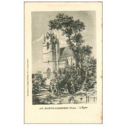 carte postale ancienne 61 SAINTE-GAUBURGE. L'Eglise. Carte papier Velin découpe à la ficelle