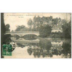 carte postale ancienne 61 SAINT-GERMAIN-DU-CORBEIS. Le Pont 1908