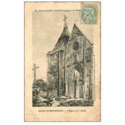 carte postale ancienne 61 SAINT-SYMPHORIEN. L'Eglise 1906. Papier Velin style parchemin