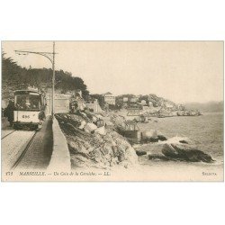 carte postale ancienne 13 MARSEILLE. La Corniche Train Tramway