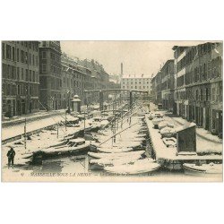 carte postale ancienne 13 MARSEILLE. Le Canal de la Douane sous la neige