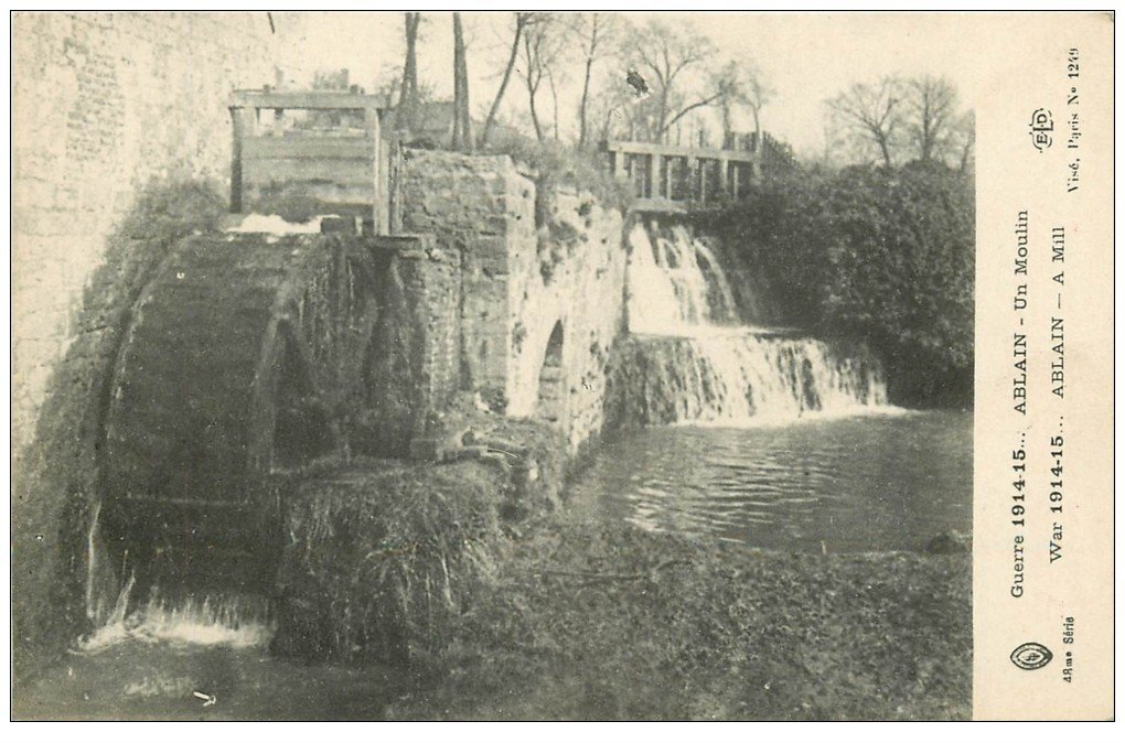 carte postale ancienne 62 ABLAIN. Un Moulin. Publicité lessive La Croix et javel Cotelle-Croix