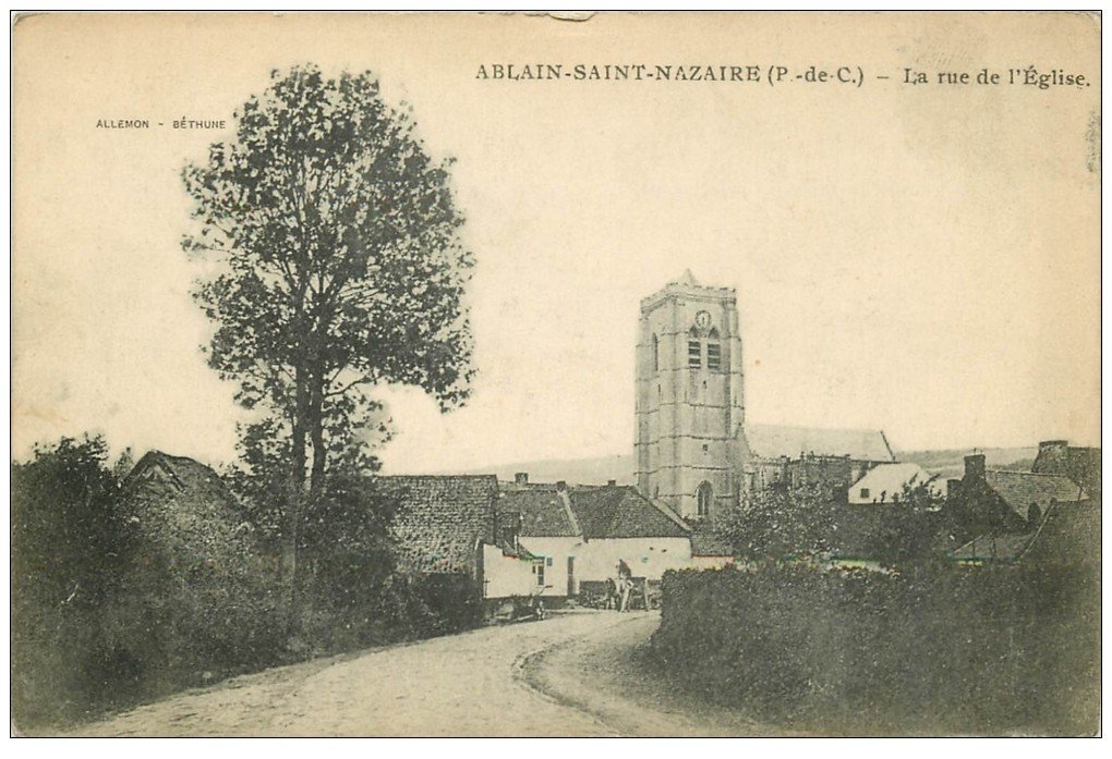 carte postale ancienne 62 ABLAIN-SAINT-NAZAIRE. Rue de l'Eglise