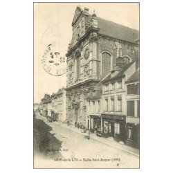 carte postale ancienne 62 AIRES-SUR-LA-LYS. Eglise Saint-Jacques 1922