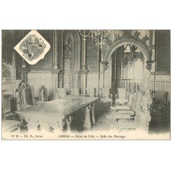 carte postale ancienne 62 ARRAS. Hôtel de Ville. Salle des Mariages et Armoiries