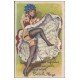 carte postale ancienne 62 BERCK. Carte montage fantaisie Danseuse French Cancan avec 10 mini-vues sous la jambe