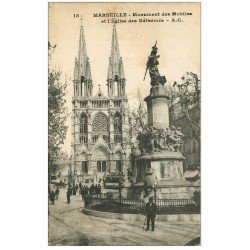 carte postale ancienne 13 MARSEILLE. Monument des Mobiles Eglise des Réformés 1919