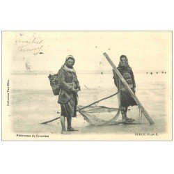 carte postale ancienne 62 BERCK-PLAGE. Pêcheuses de Crevettes 1905. Métiers de la Mer
