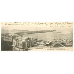 carte postale ancienne 62 BOULOGNE-SUR-MER. Casino, Plage et Jetée 1904. Carte Panoramique double