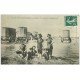 carte postale ancienne 62 BOULOGNE-SUR-MER. Groupe de Baigneuses et Cabines de bains roulantes 1908