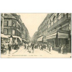 carte postale ancienne 62 BOULOGNE-SUR-MER. La Rue Thiers café et Galeries