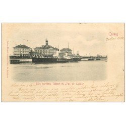 carte postale ancienne 62 CALAIS. Gare Maritime départ du "" Pas-de-Calais "" 1903