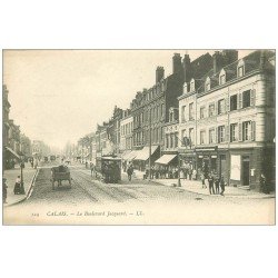 carte postale ancienne 62 CALAIS. Tramway Hippomobile Rue Jacquard