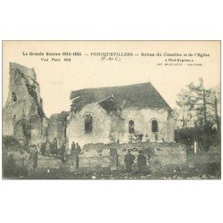 carte postale ancienne 62 FONCQUEVILLERS. Ruines Cimetière et Eglise