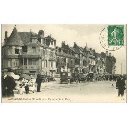 carte postale ancienne 62 HARDELOT-PLAGE. Voitures anciennes sur la Digue 1913