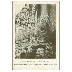 carte postale ancienne 62 HERSIN. Intérieur Maison bombardée