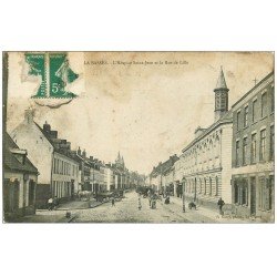 carte postale ancienne 62 LA BASSEE. Hospice Saint-jean Rue de Lille 1910 (en l'état)...