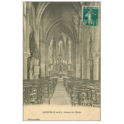 carte postale ancienne 62 LAVENTIE. Intérieur Eglise 1910