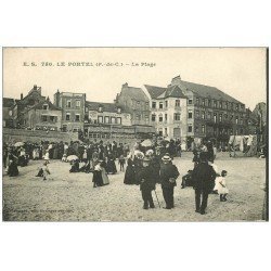 carte postale ancienne 62 LE PORTEL. La Plage. Hôtel Bellevue et des Bains
