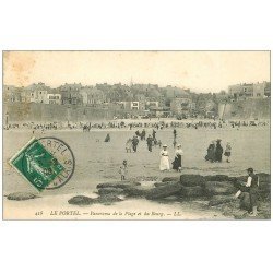 carte postale ancienne 62 LE PORTEL. Plage et Bourg 1908
