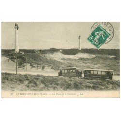 carte postale ancienne 62 LE TOUQUET-PARIS-PLAGE. Le Phare et le Tramway 1911